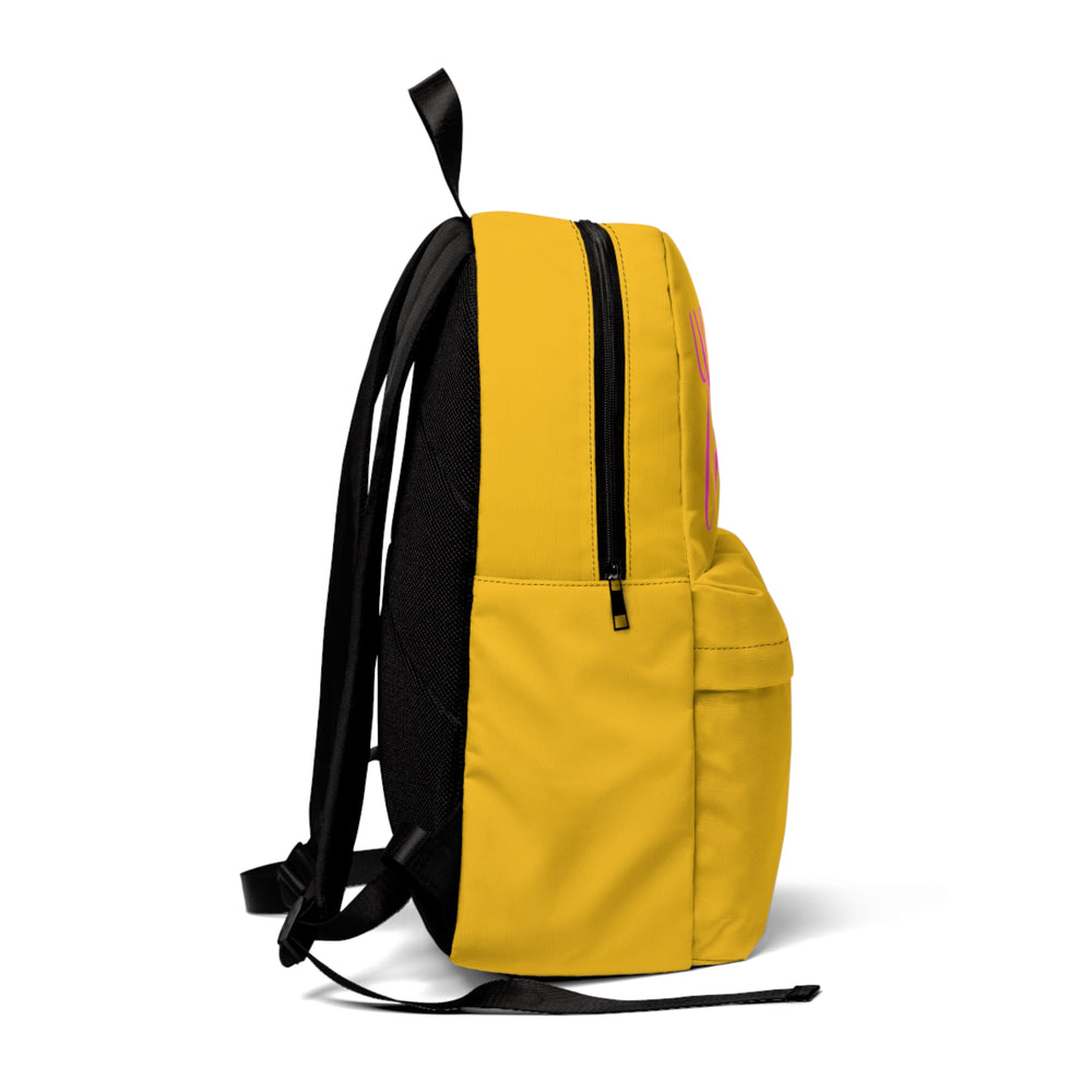 Yellow Backpack with Funky Pink Positive Print | Classic Backpack