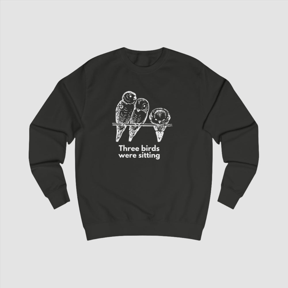 Black Sweatshirt with Birds Print | Playful Print