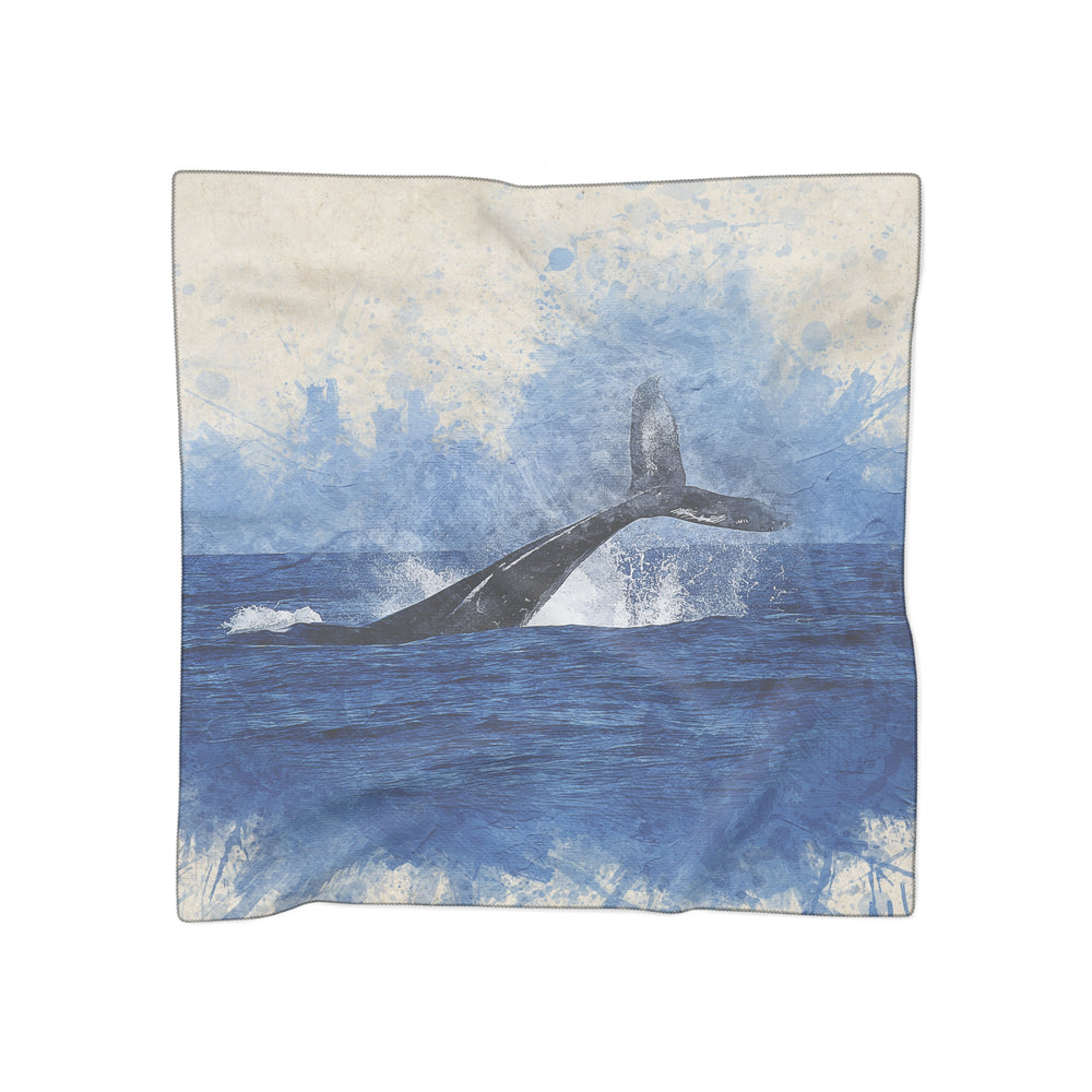 Distressed Blue Whale Print Poly Scarf | Unique for Any Outfit