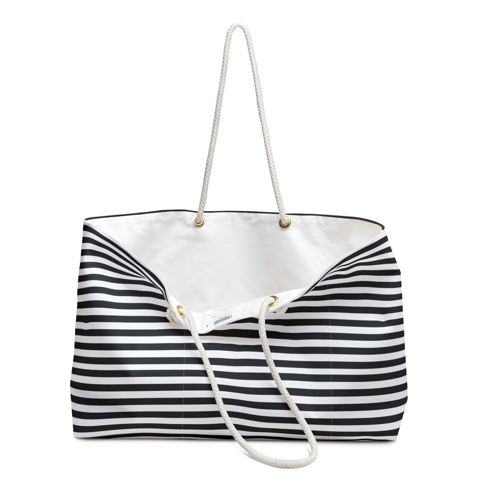 Black Stripes Weekender Bag | Stylish and Spacious Travel Companion