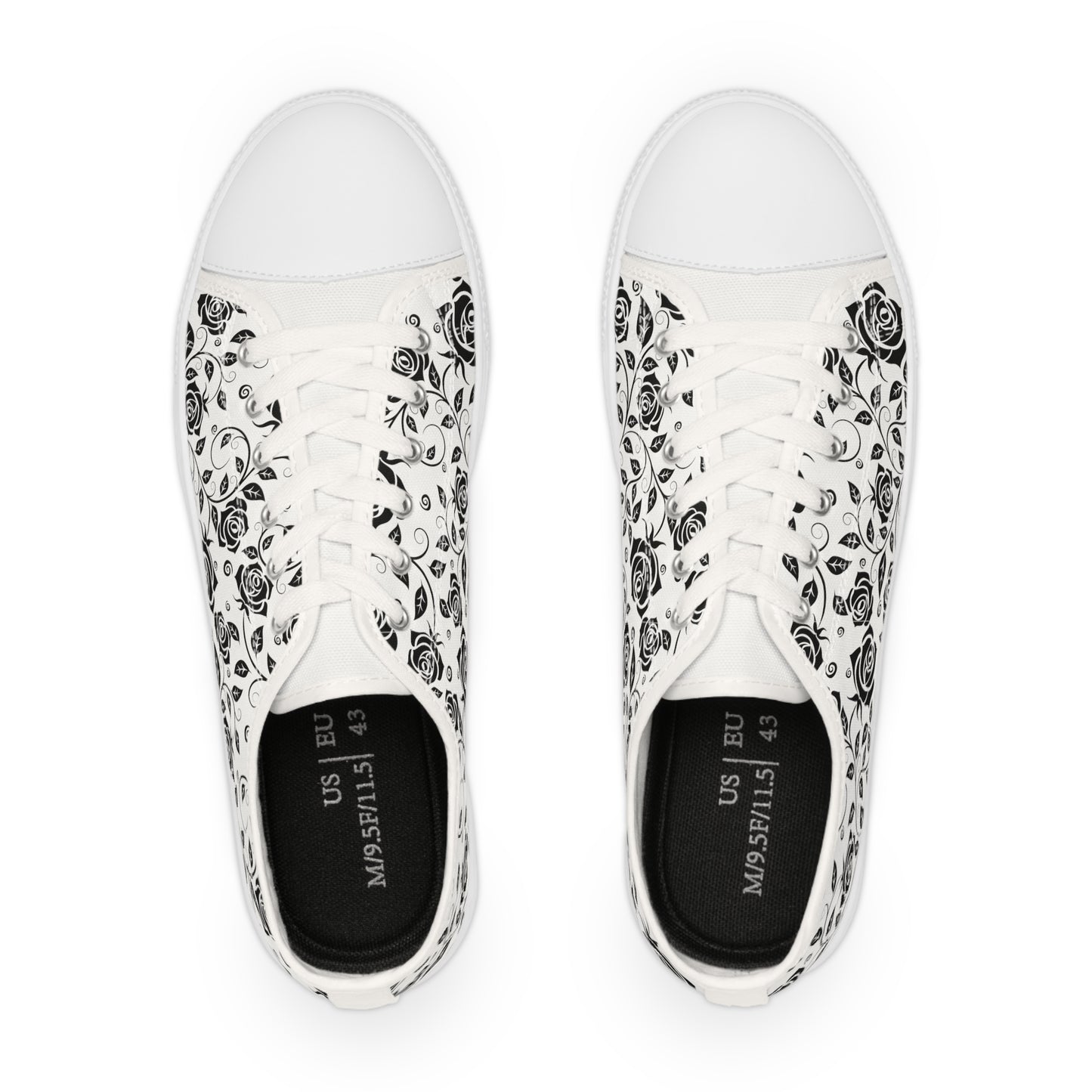 
                  
                    Men's Low Top Floral Sneakers | Classic Black & White Design
                  
                