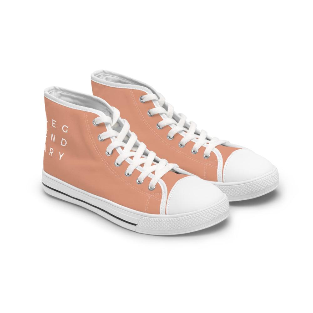 
                  
                    Women's High Top Sneakers in Orange | LEGENDARY Quote for Bold Style
                  
                