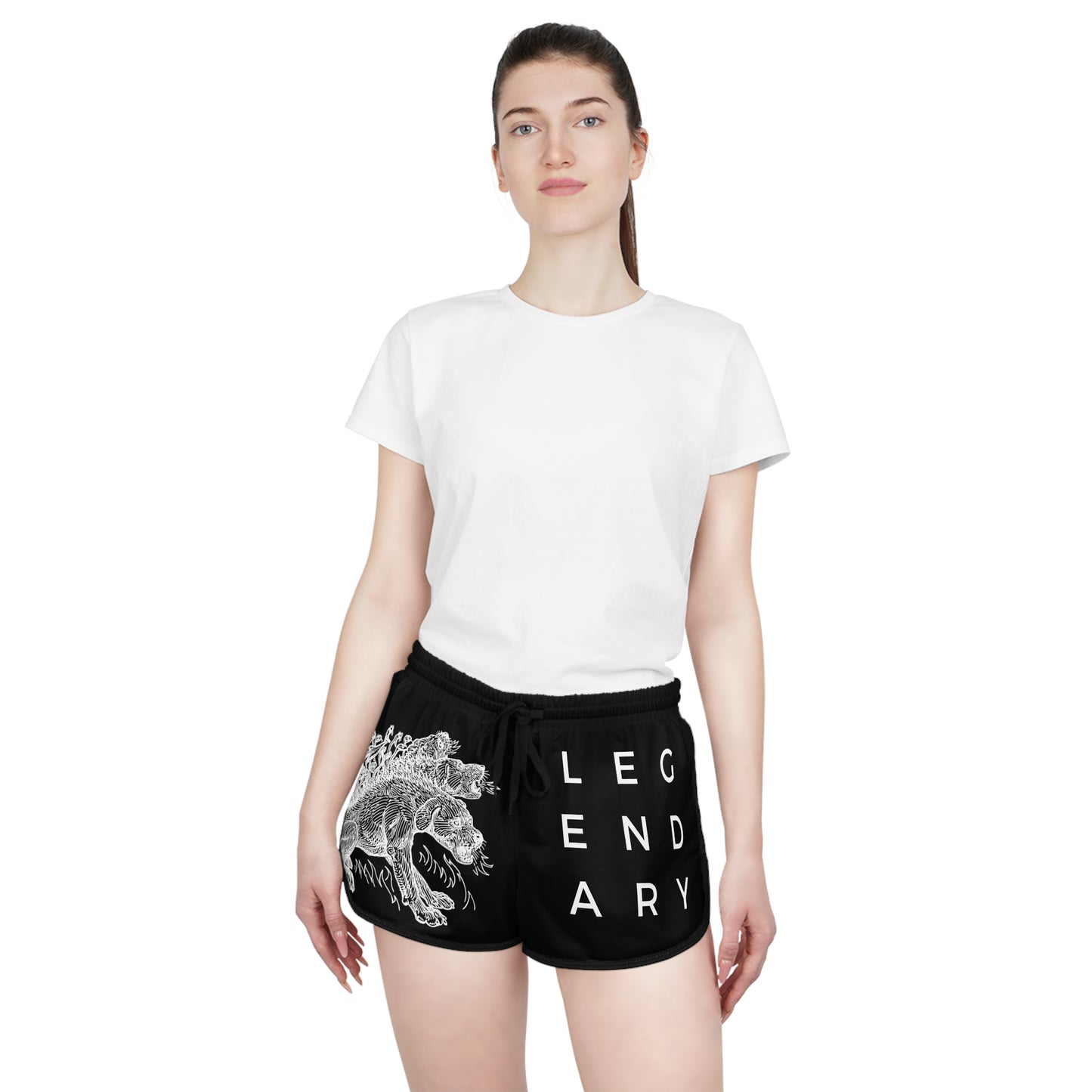 
                  
                    Legendary Black Relaxed Shorts (AOP) | Mythical Creature Print
                  
                