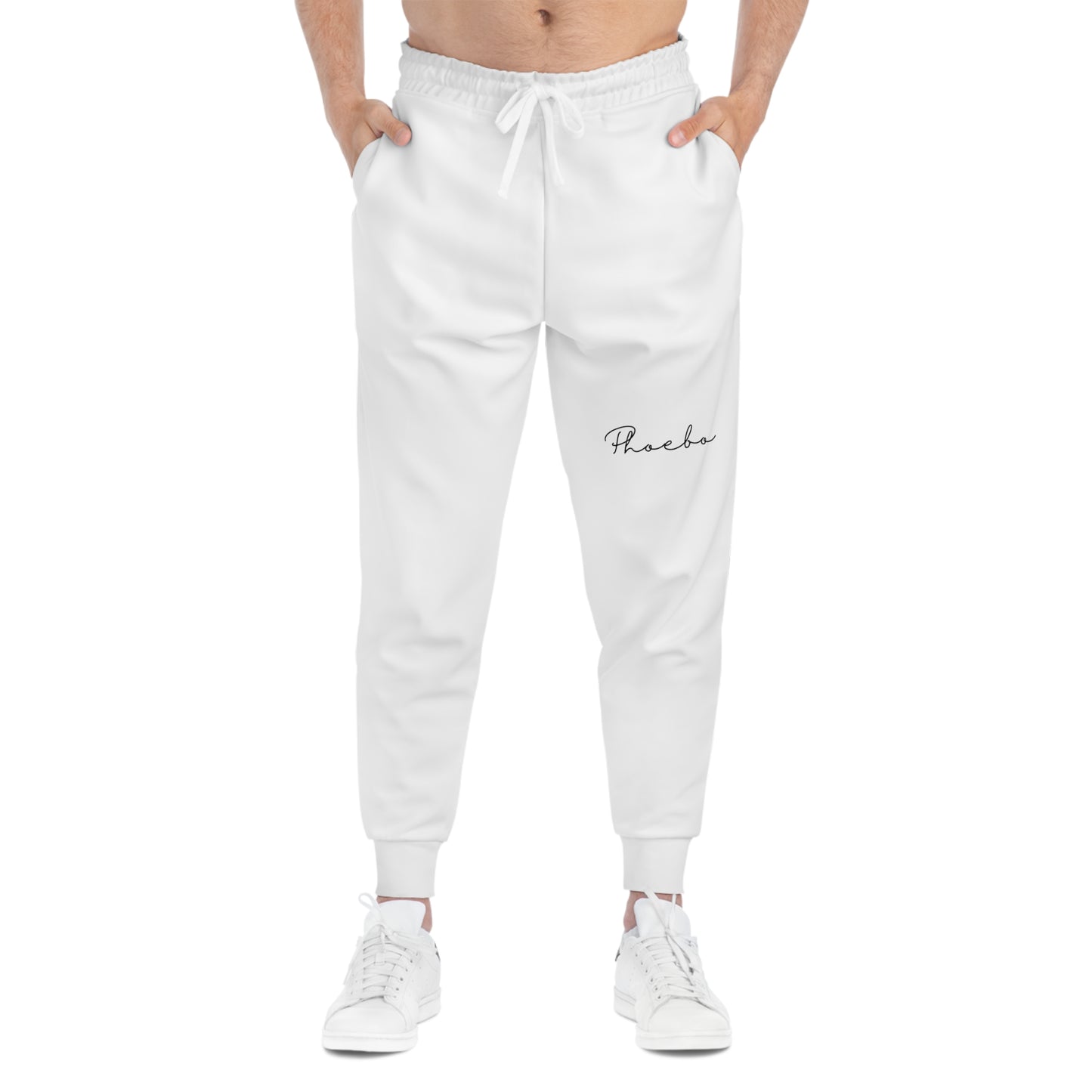 
                  
                    Phoebo White Joggers (AOP) with Black Print | Comfortable Activewear
                  
                