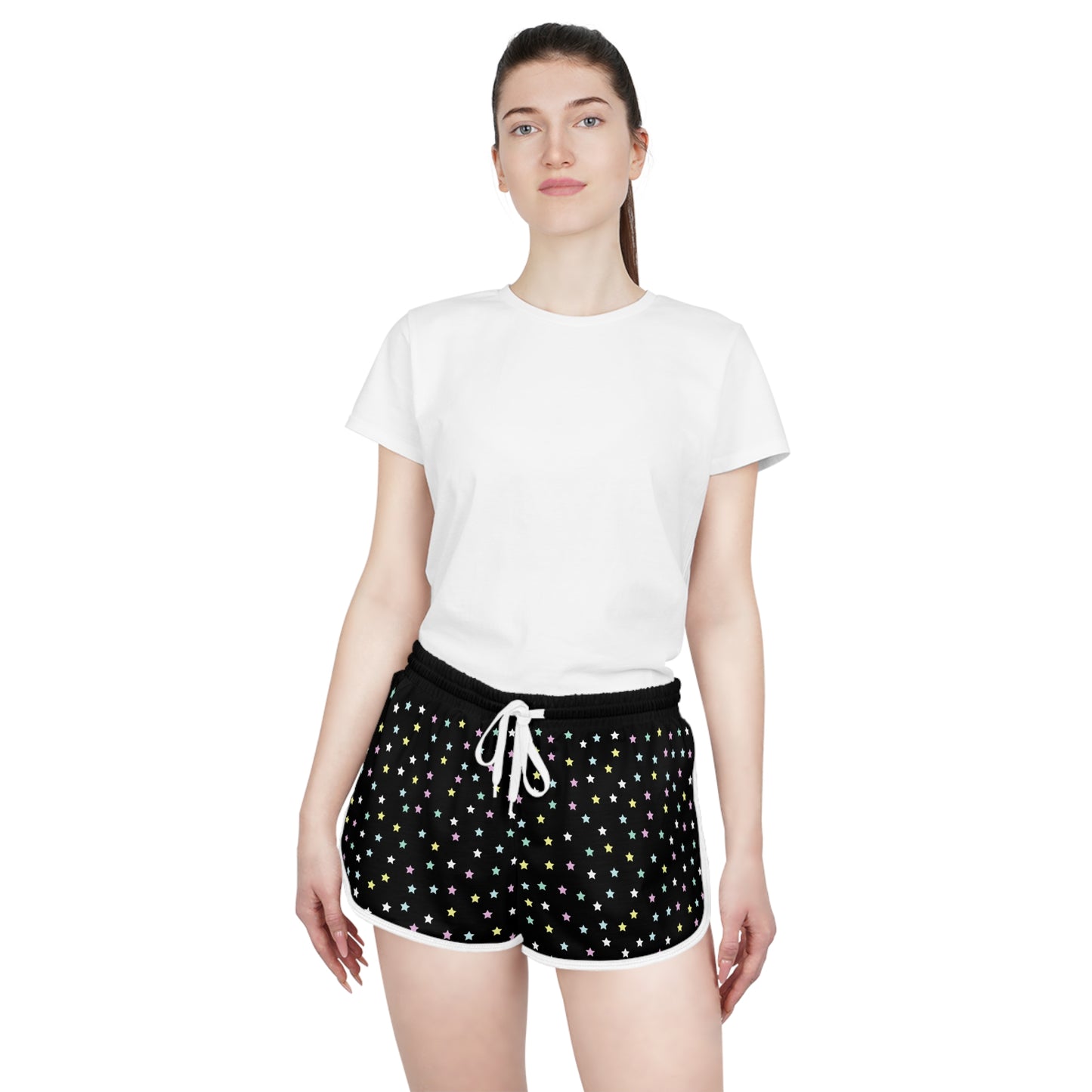 
                  
                    Black Women's Relaxed Shorts (AOP) | Colorful stars Shorts
                  
                