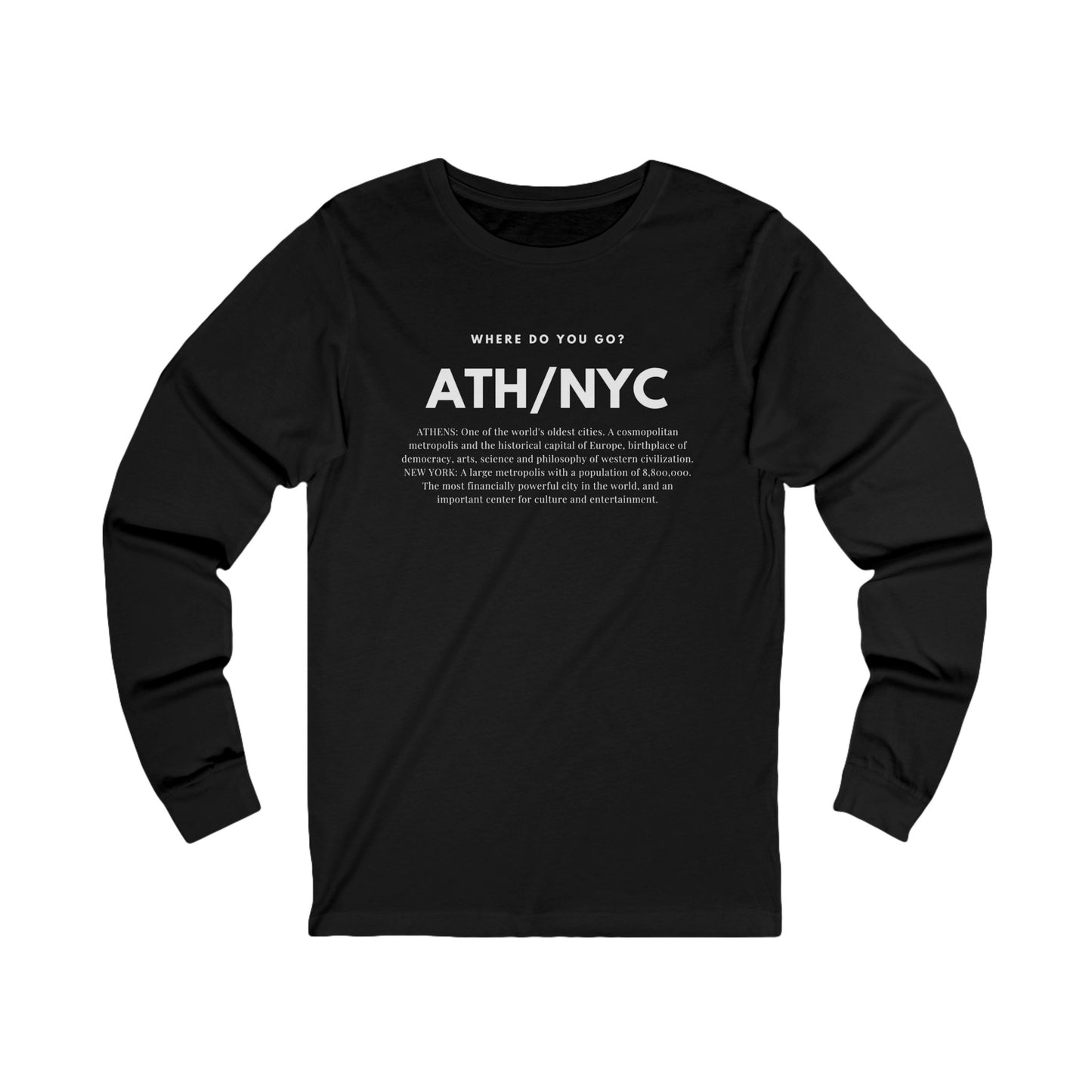 
                  
                    ATH/NYC Jersey Long Sleeve Tee | Stylish Tee Inspired by Athens & New York
                  
                