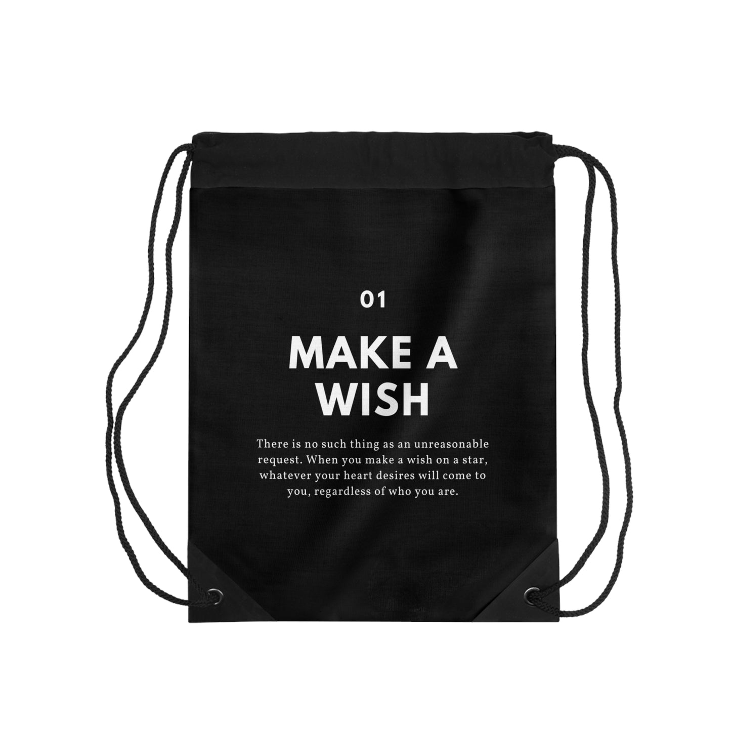 
                  
                    Make A Wish Black Drawstring Bag | Lightweight, Versatile Tote
                  
                