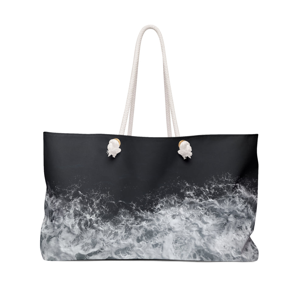 Black & White Weekender Bag | Sea Waves Print