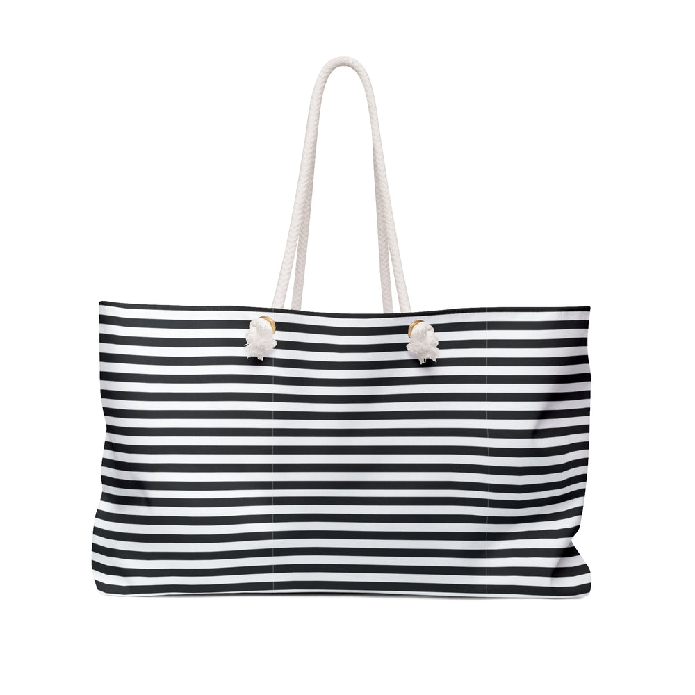 Black Stripes Weekender Bag | Spacious Travel Companion for Getaways