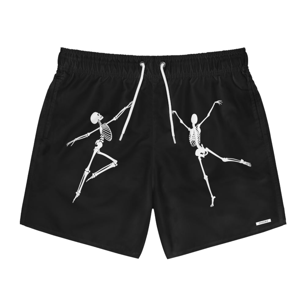 Black Swim Trunks (AOP) | With Skeleton Print