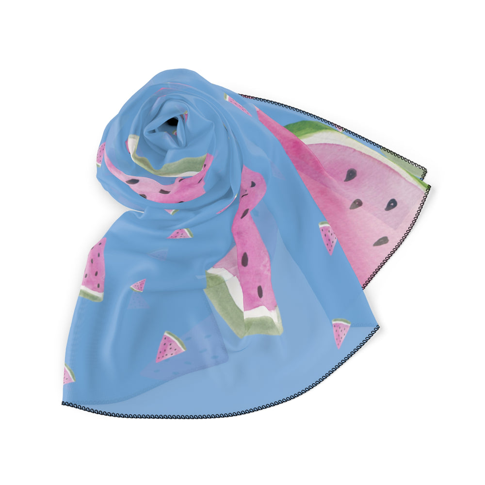 Blue Watermelon Print Poly Scarf | For Vibrant Outfits