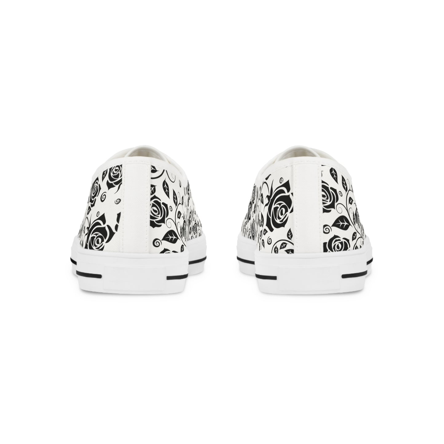 
                  
                    Men's Low Top Floral Sneakers | Classic Black & White Design
                  
                