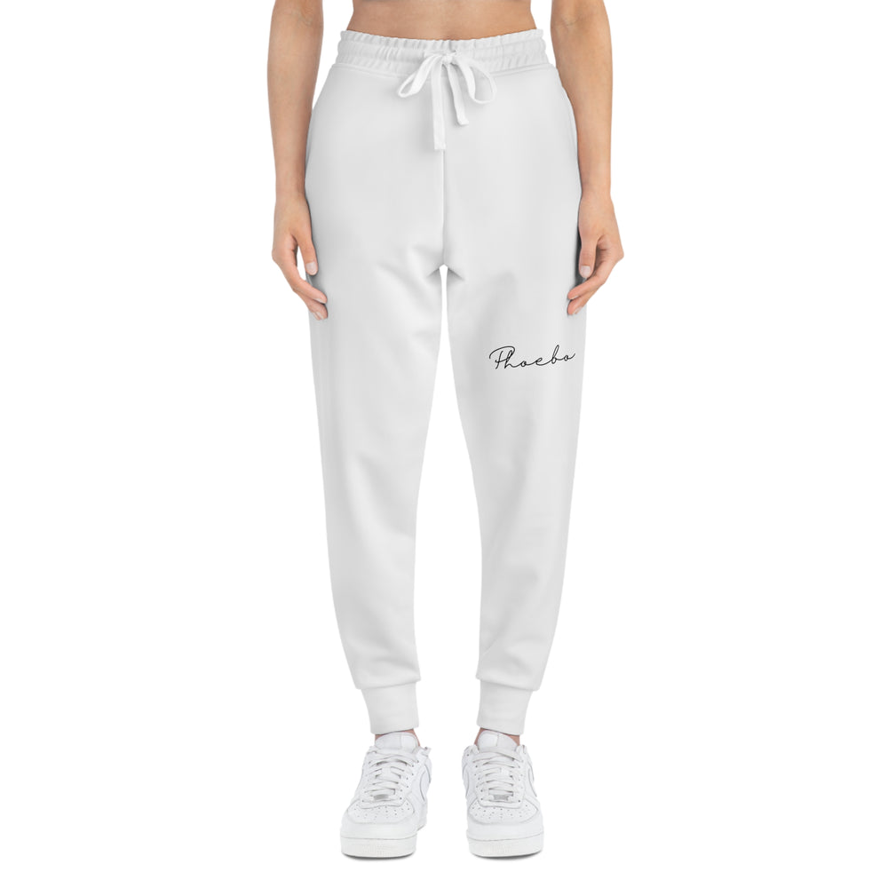 
                  
                    Phoebo White Joggers (AOP) with Black Print | Comfortable Activewear
                  
                