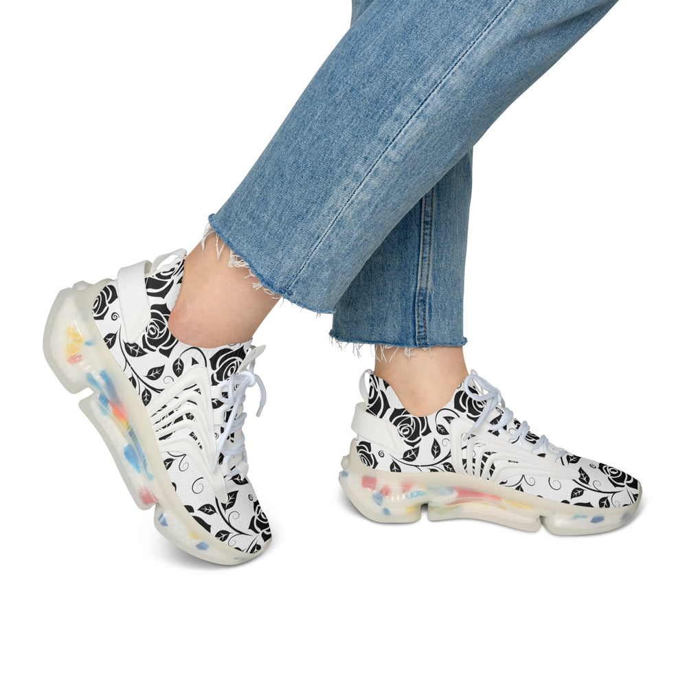 Floral Women's Mesh Sneakers with Colorful Soles | Breathable & Stylish Footwear