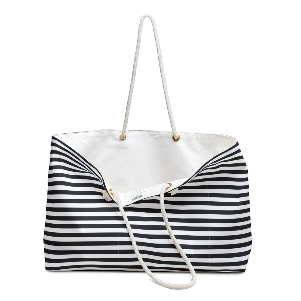 
                  
                    Black Stripes Weekender Bag | Spacious Travel Companion for Getaways
                  
                