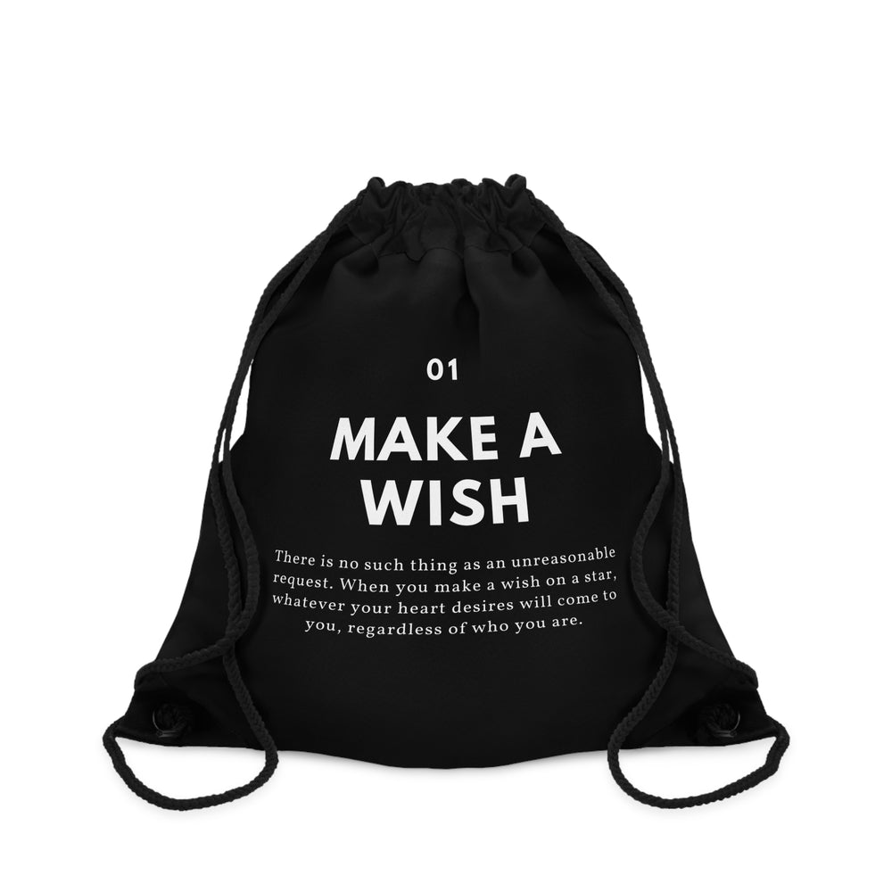 Make A Wish Black Drawstring Bag | Lightweight, Versatile Tote