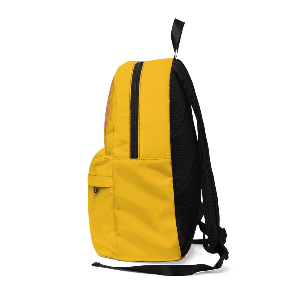 Yellow Backpack with Funky Pink Positive Print | Classic Backpack