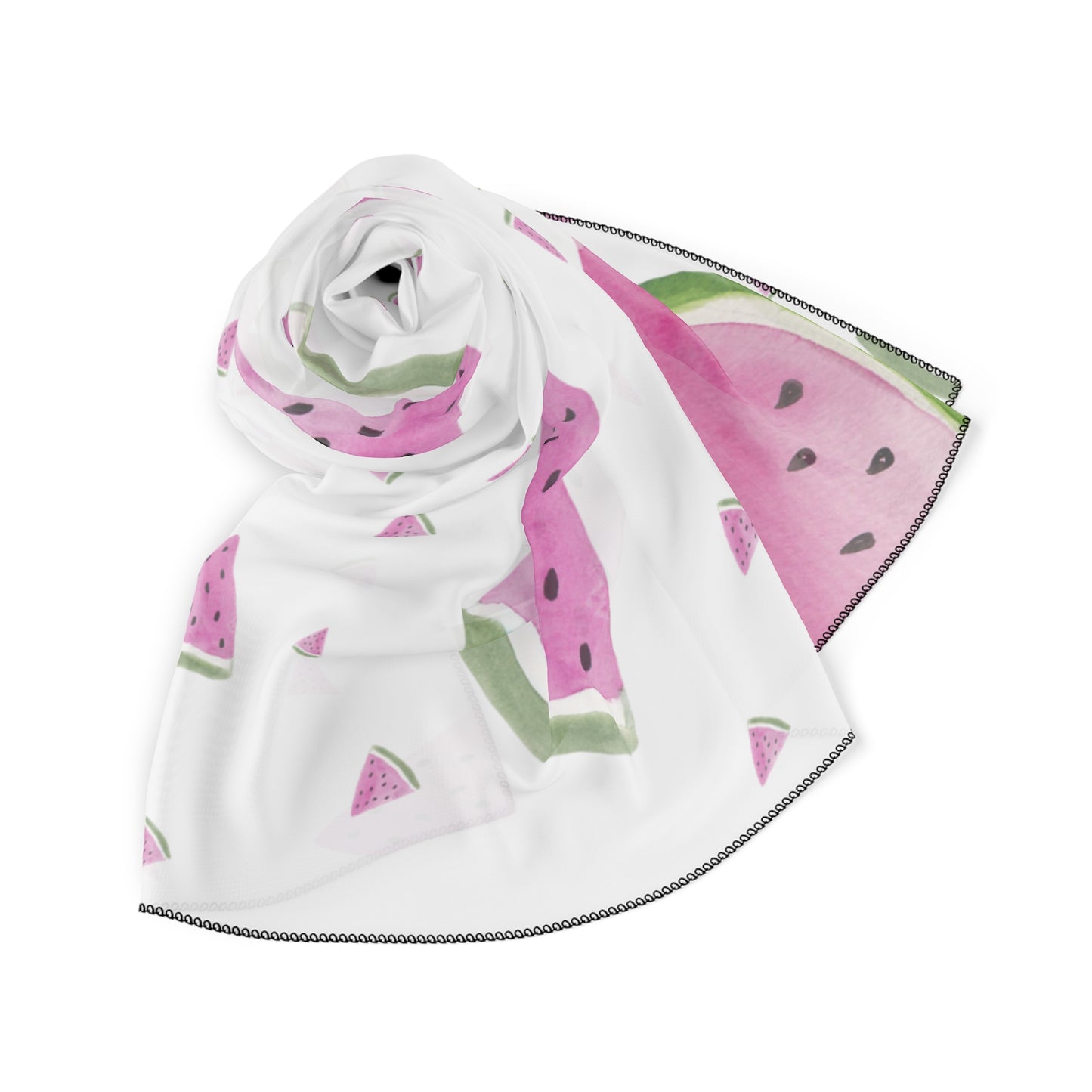 
                  
                    White Watermelon Print Poly Scarf | Fun & stylish Accessory
                  
                