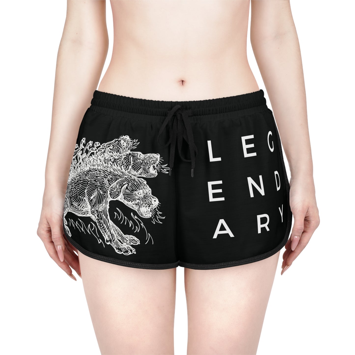 
                  
                    Legendary Black Relaxed Shorts (AOP) | Mythical Creature Print
                  
                