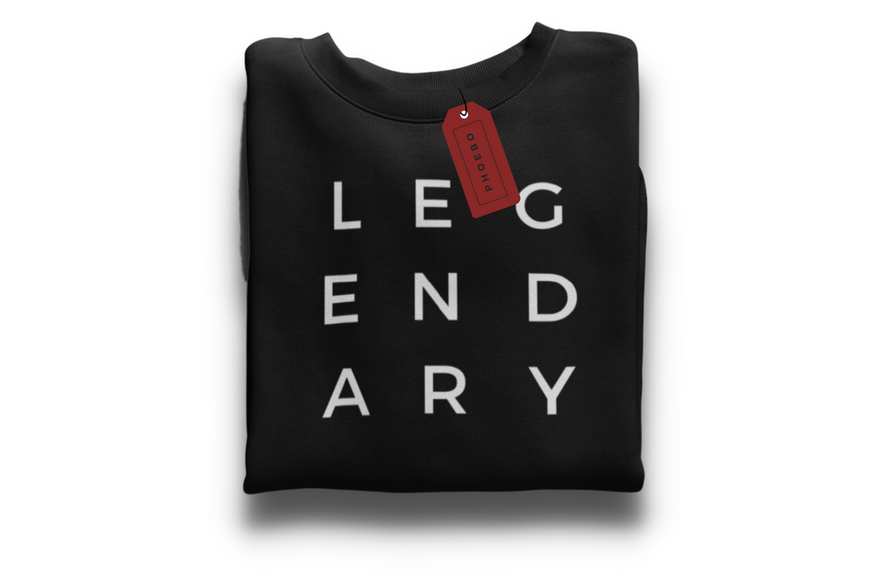 Legendary Unisex Organic Black Sweatshirt ||Stylish White LEGENDARY Print