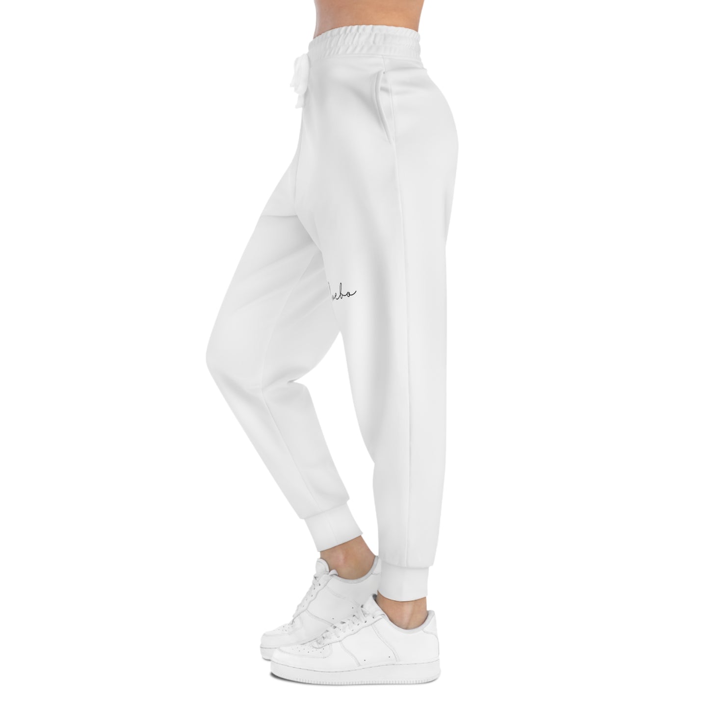 
                  
                    Phoebo White Joggers (AOP) with Black Print | Comfortable Activewear
                  
                