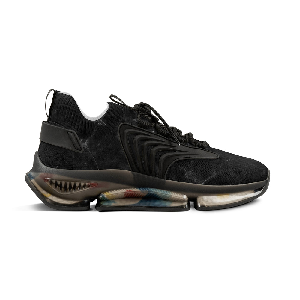 Trendy Black Men's Mesh Sneakers | Colorful Soles