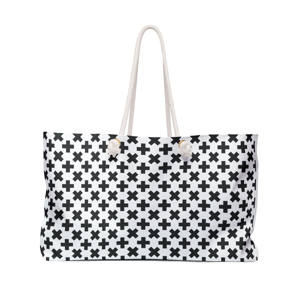 Black Cross Weekender Bag | Stylish and Spacious Travel Tote for Weekend Getaways