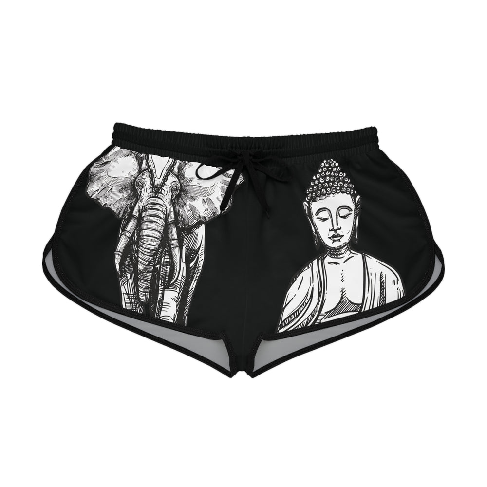 Buddha Black Relaxed Shorts (AOP) for Women | Stylish All-Over Print for Ultimate Comfort