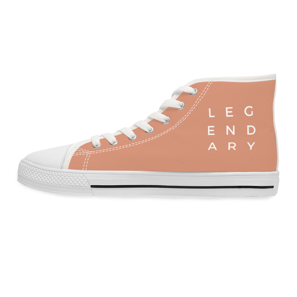 
                  
                    Women's High Top Sneakers in Orange | LEGENDARY Quote for Bold Style
                  
                