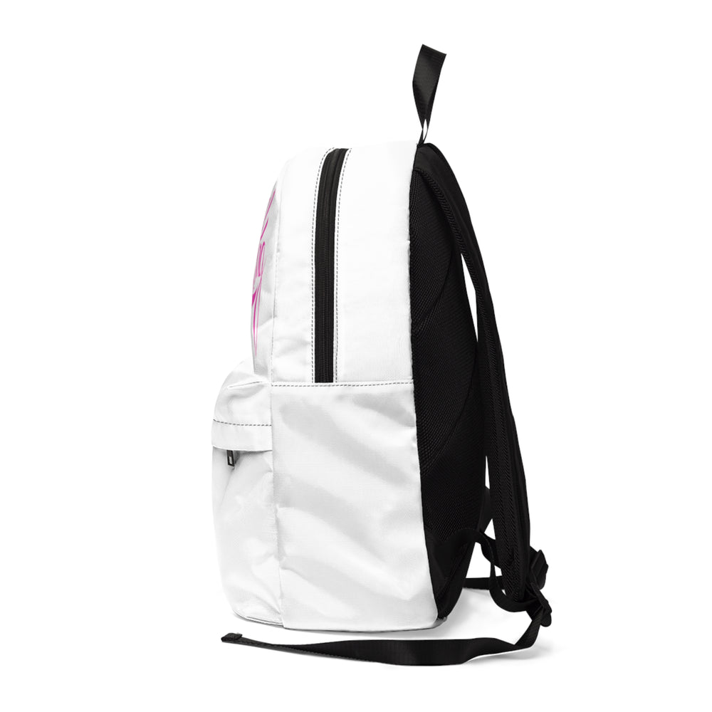 
                  
                    White Backpack with Funky Pink Positive Print | Classic Backpack
                  
                