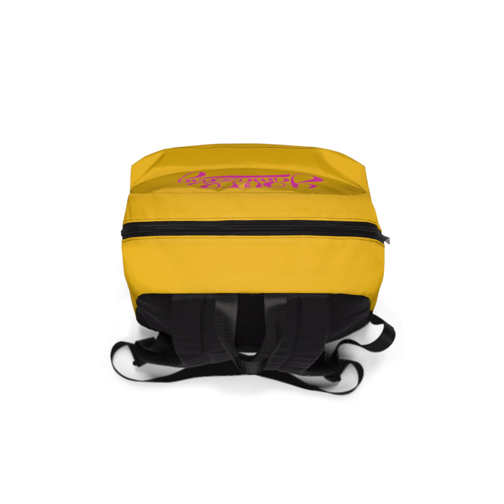 Yellow Backpack with Funky Pink Positive Print | Classic Backpack