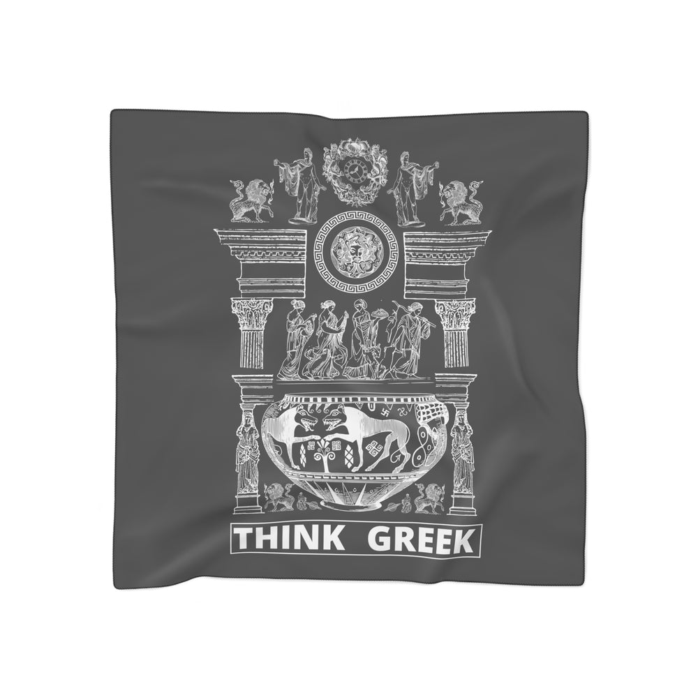 Elegant Black & White Poly Scarf | Scarf with Ancient Greek Print