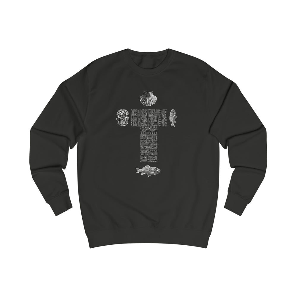 
                  
                    Phoebo Cross Unisex Sweatshirt | Cross, skull, fish, and shell print
                  
                