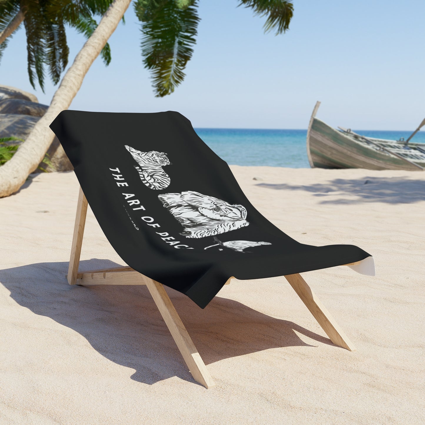 
                  
                    Black Beach Towel | playful monkey, gorilla, and tiger print
                  
                