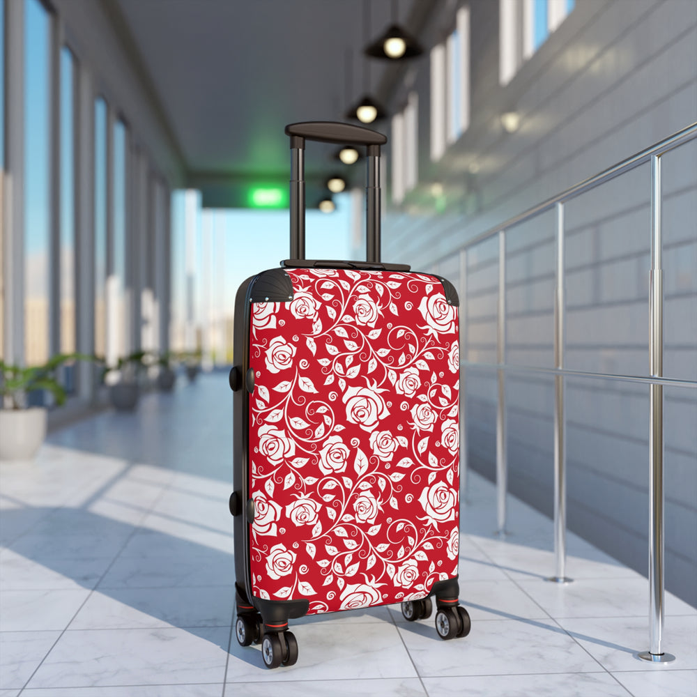 
                  
                    Red Floral Suitcase | Vibrant Red Suitcase with White Flower Print
                  
                