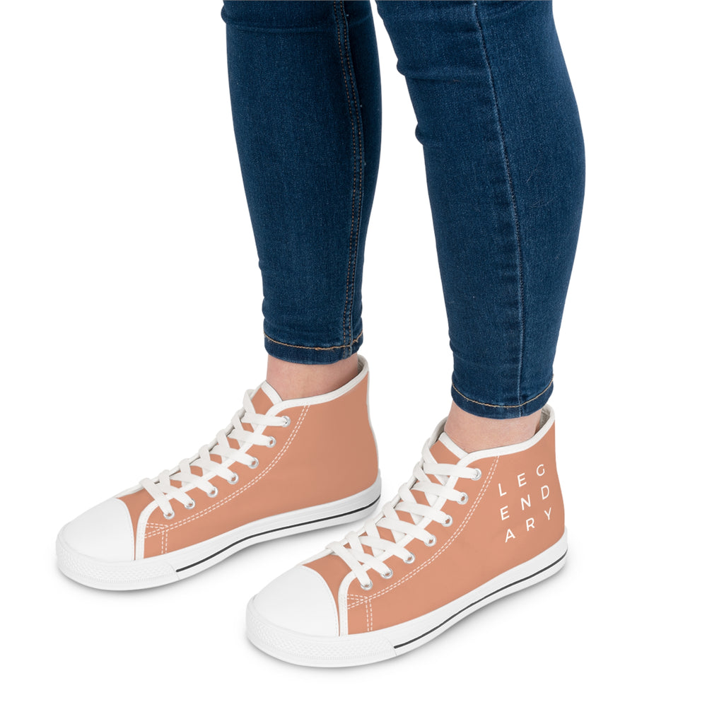 Women's High Top Sneakers in Orange | LEGENDARY Quote for Bold Style