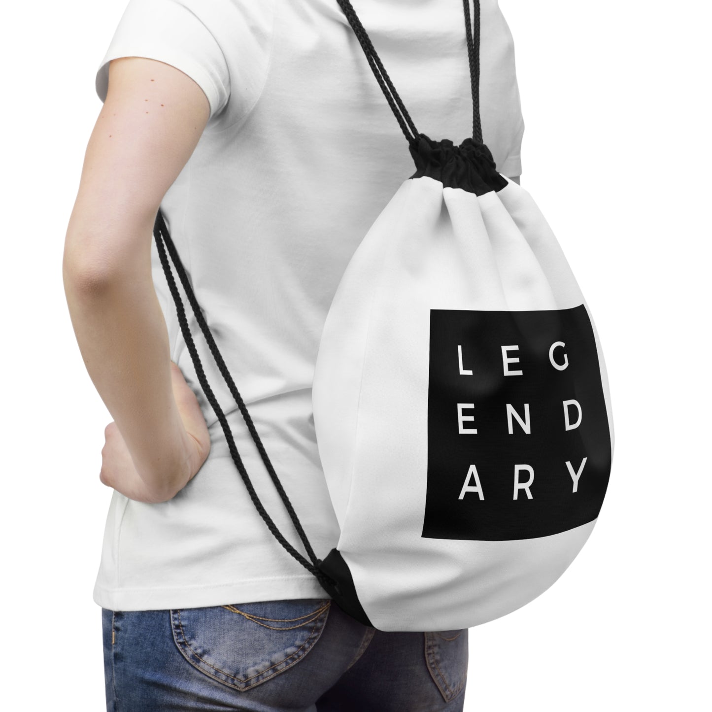 
                  
                    White Drawstring Bag | Legendary Quote
                  
                