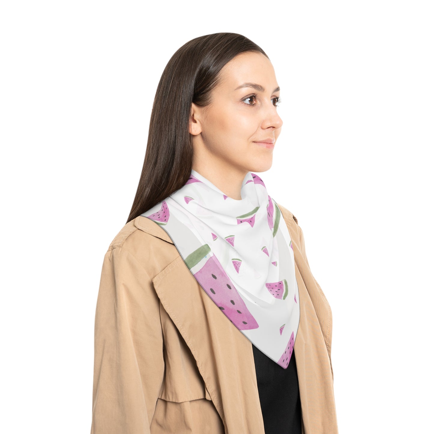 
                  
                    White Watermelon Print Poly Scarf | Fun & stylish Accessory
                  
                