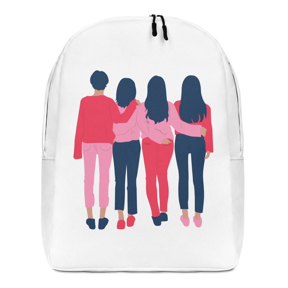 White Minimalist Backpack | Colorful Girly Print