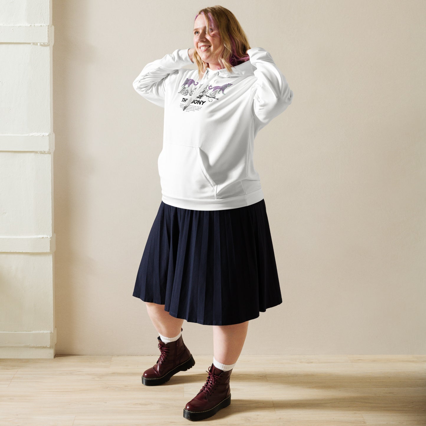 
                  
                    Theogony White Unisex Hoodie | Colorful animal Print
                  
                