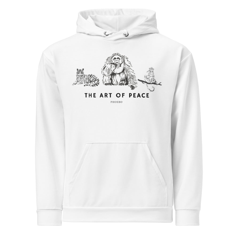 The Art Of Peace White Hoodie | Jungle Animals Print