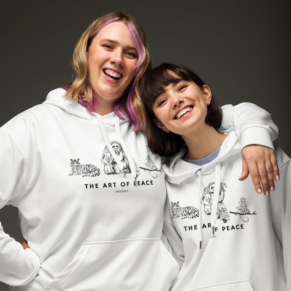 
                  
                    The Art Of Peace White Hoodie | Jungle Animals Print
                  
                