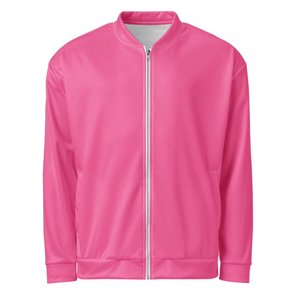 Vibrant Pink Unisex Bomber Jacket | Soft Fleece Lining