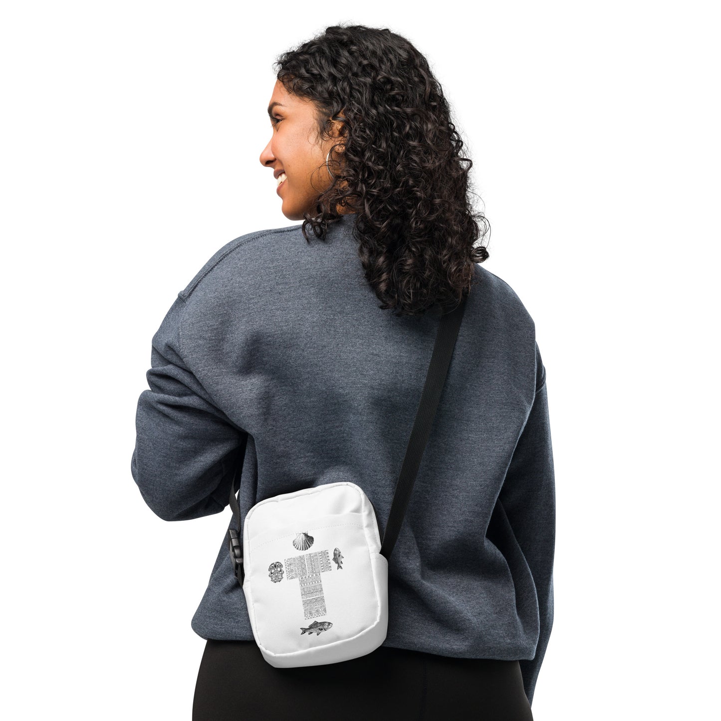 
                  
                    White Utility Crossbody Bag | Sleek Design with Black Print Detailing
                  
                