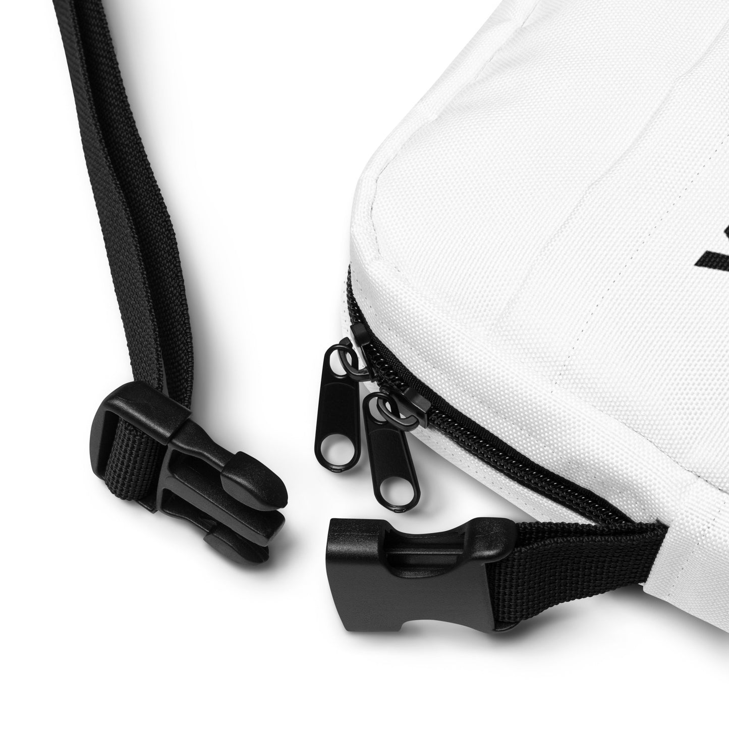 
                  
                    White Utility crossbody bag | Inspiring Black Print
                  
                