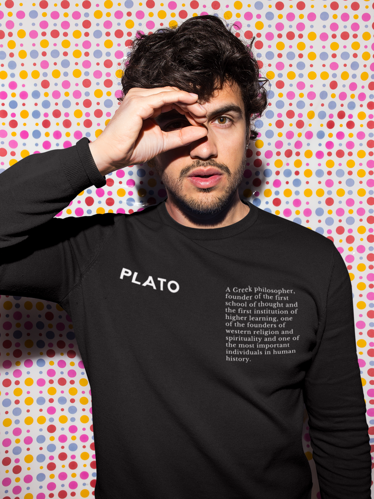 
                  
                    Plato Black organic sweatshirt | Plato Text Print
                  
                