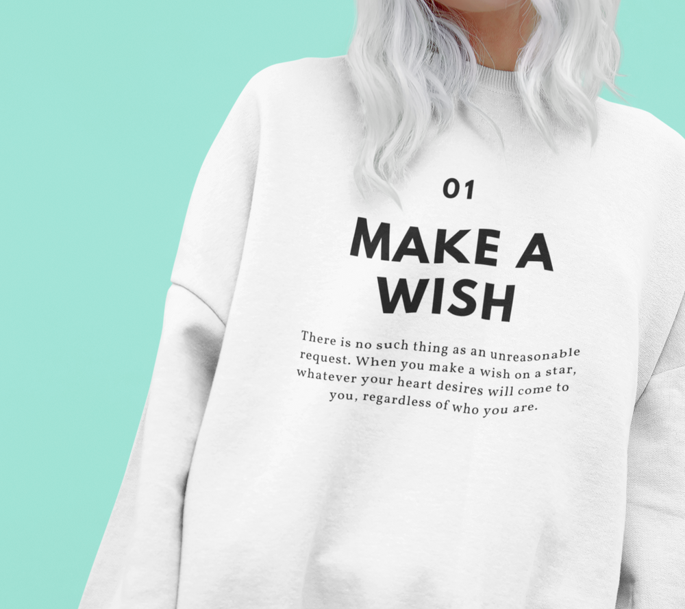 Unisex 'Make A Wish' White Sweatshirt | Inspirational Vibes