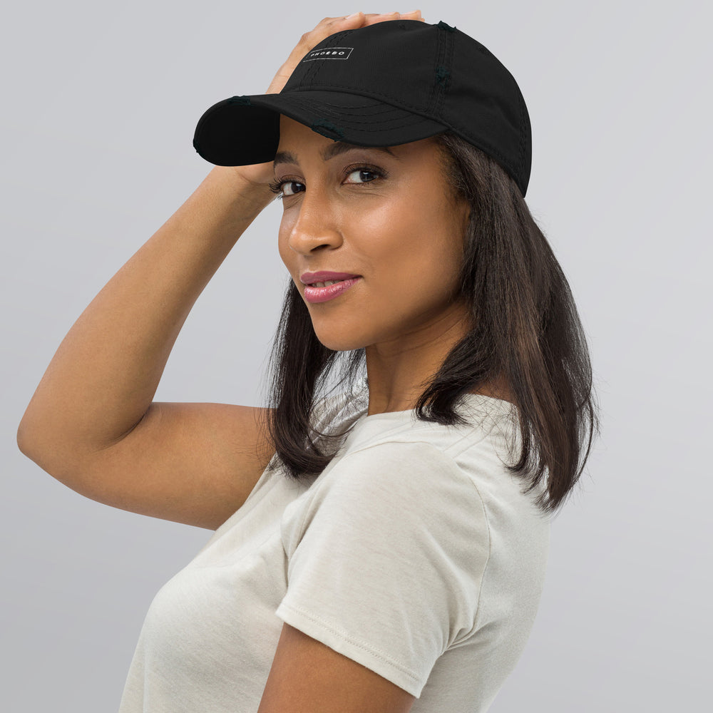 
                  
                    Phoebo Black Distressed Hat | Trendy Style Cap for Casual Wear
                  
                