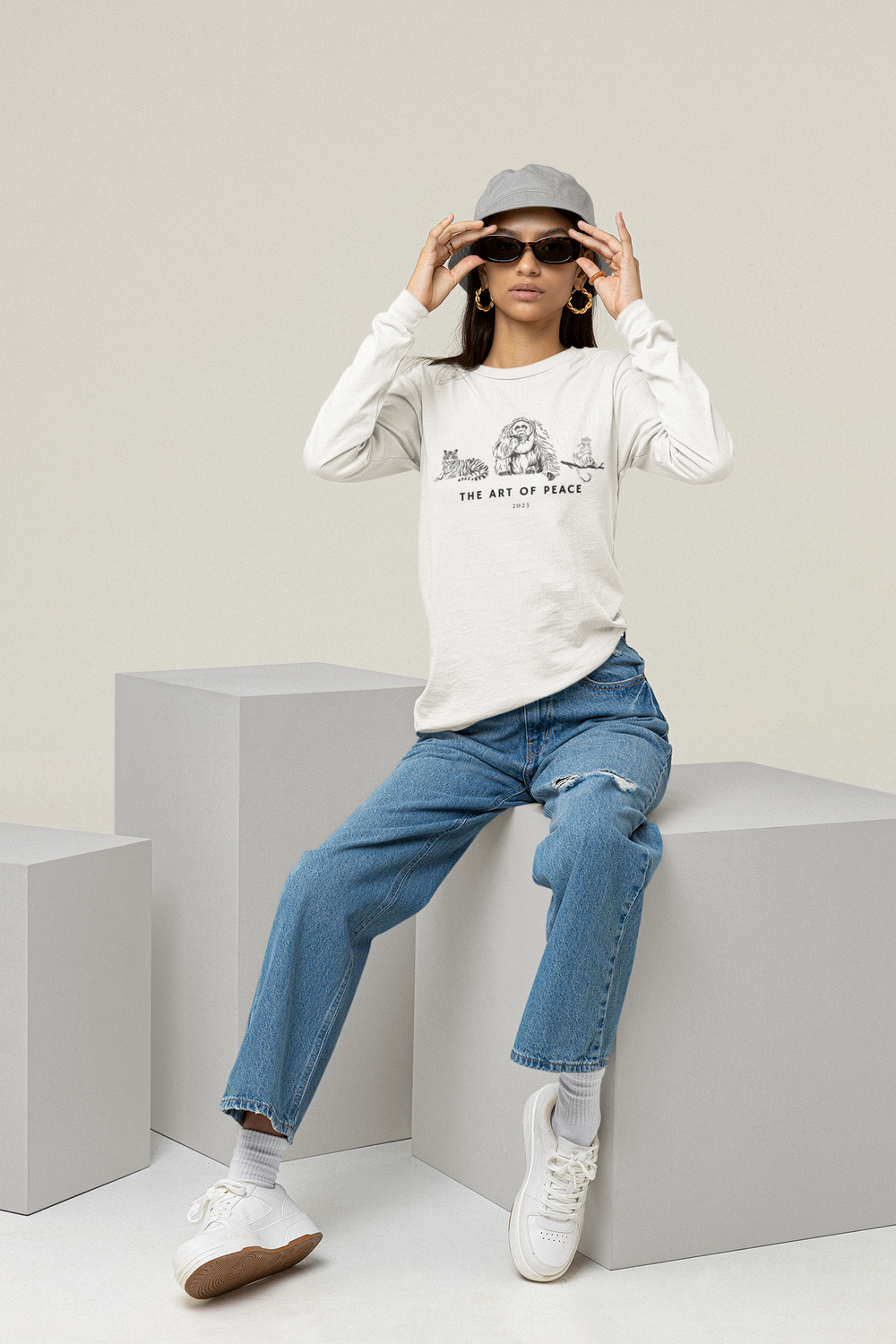 The Art of Peace Long Sleeve Tee | Jungle Animals Print