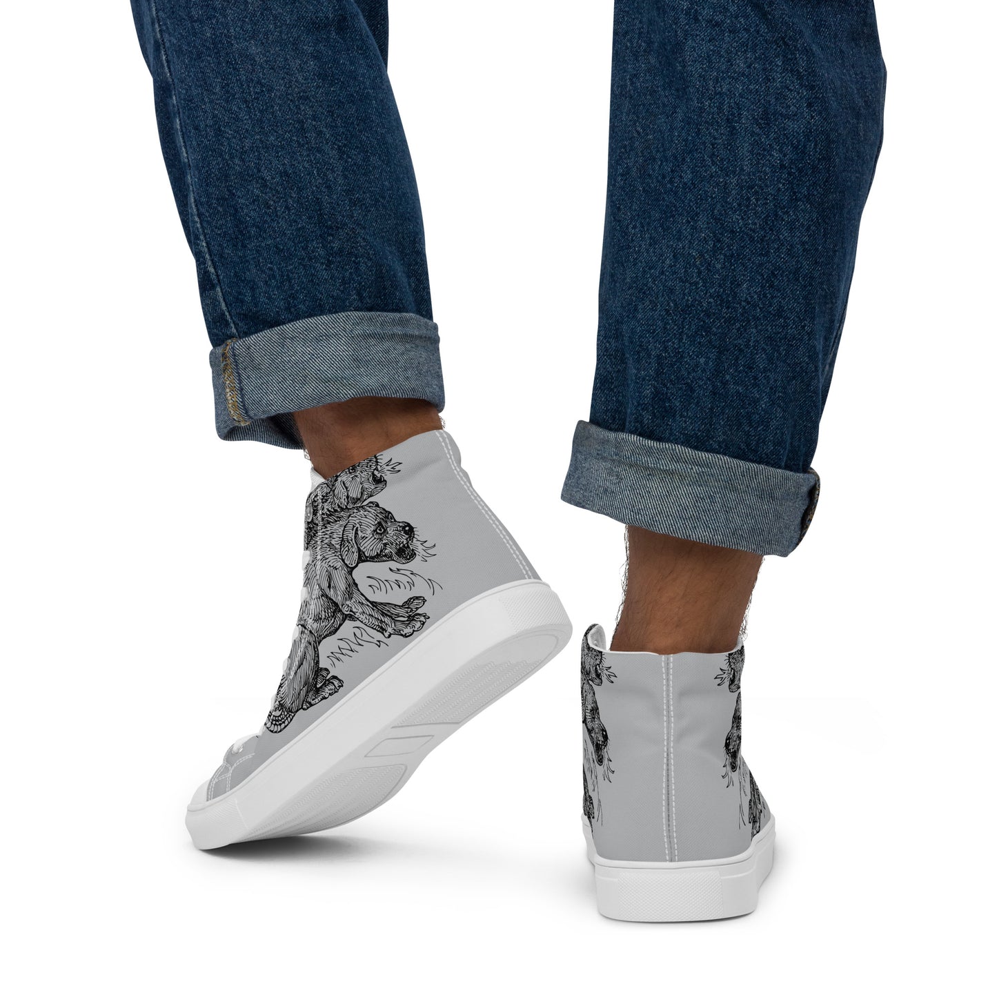 
                  
                    Grey Men’s High Top Shoes | Mythical Creature Print
                  
                